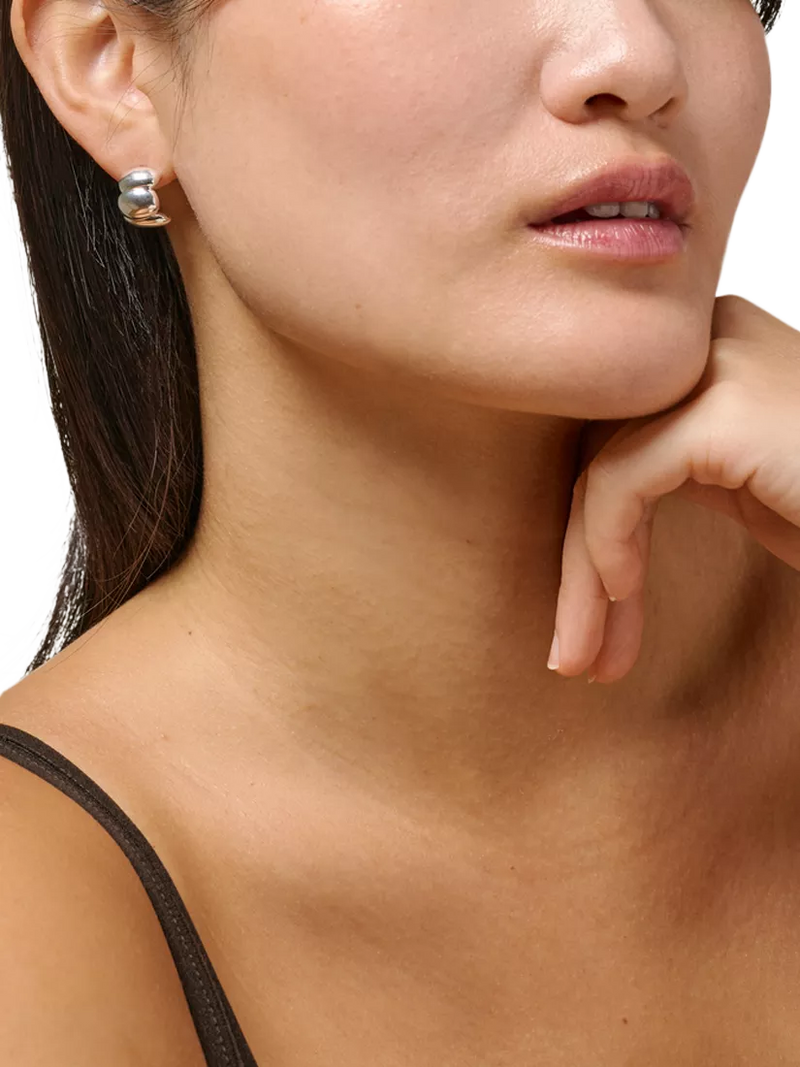ENAMEL Copenhagen Melia chunky sculpted earrings silver - British product