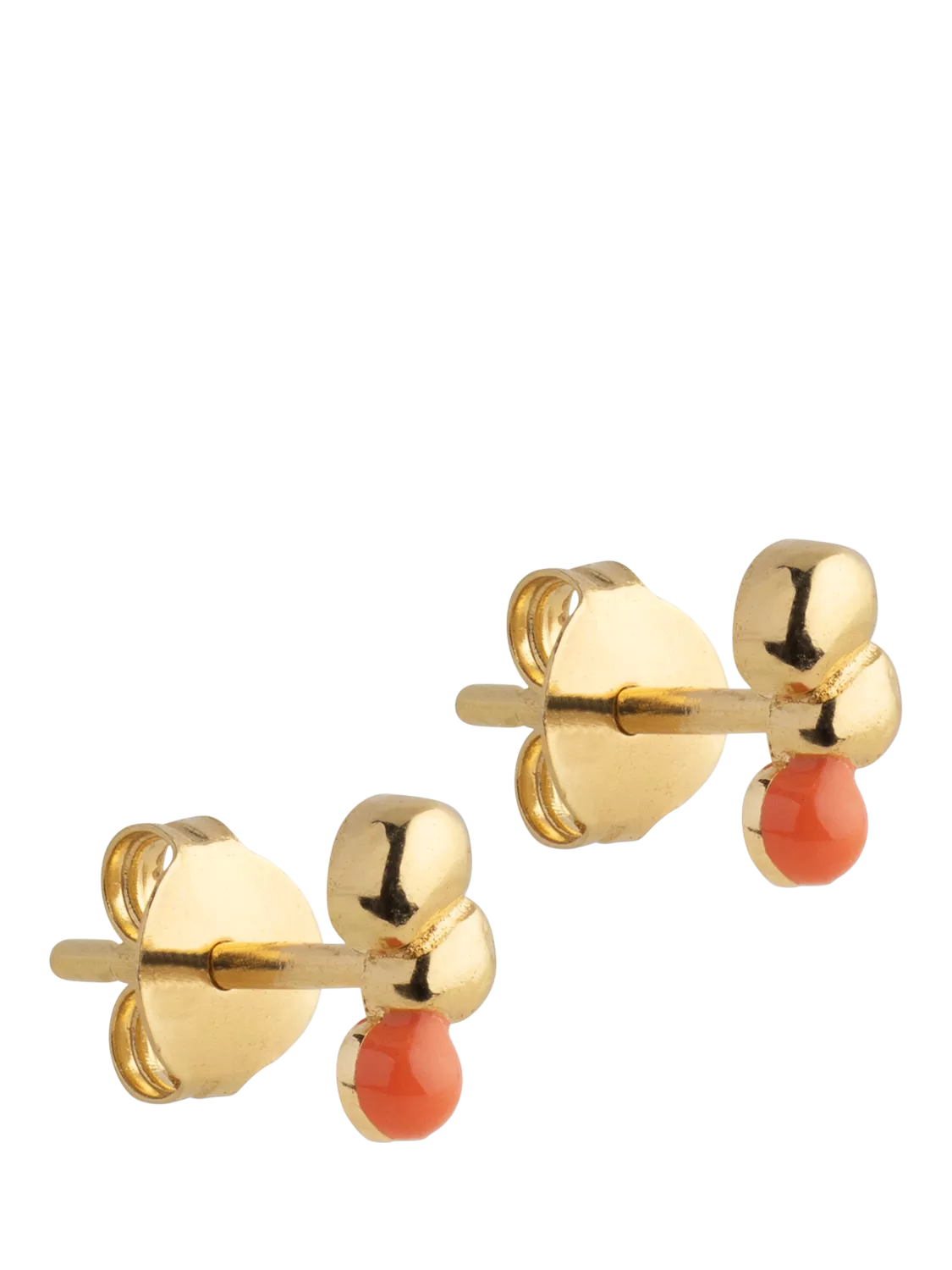 ENAMEL Copenhagen Nara earrings gold coral studs, imported from the UK
