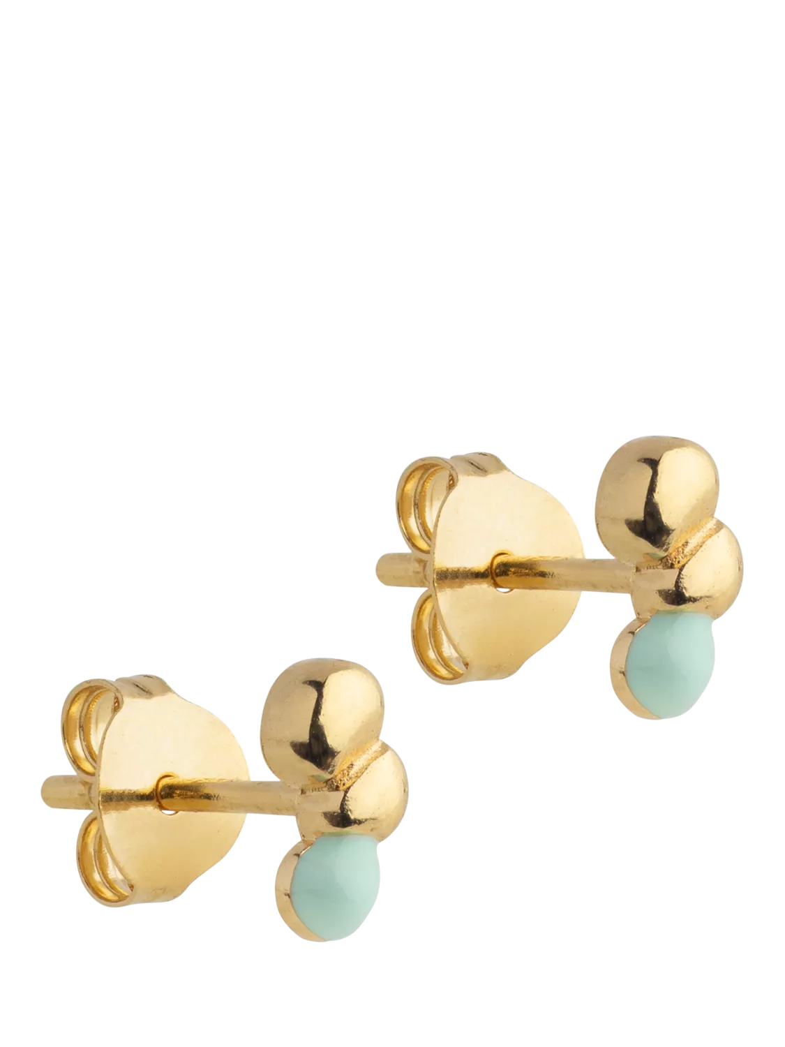 ENAMEL Copenhagen Nara earrings yellow gold mint stud, imported from the UK