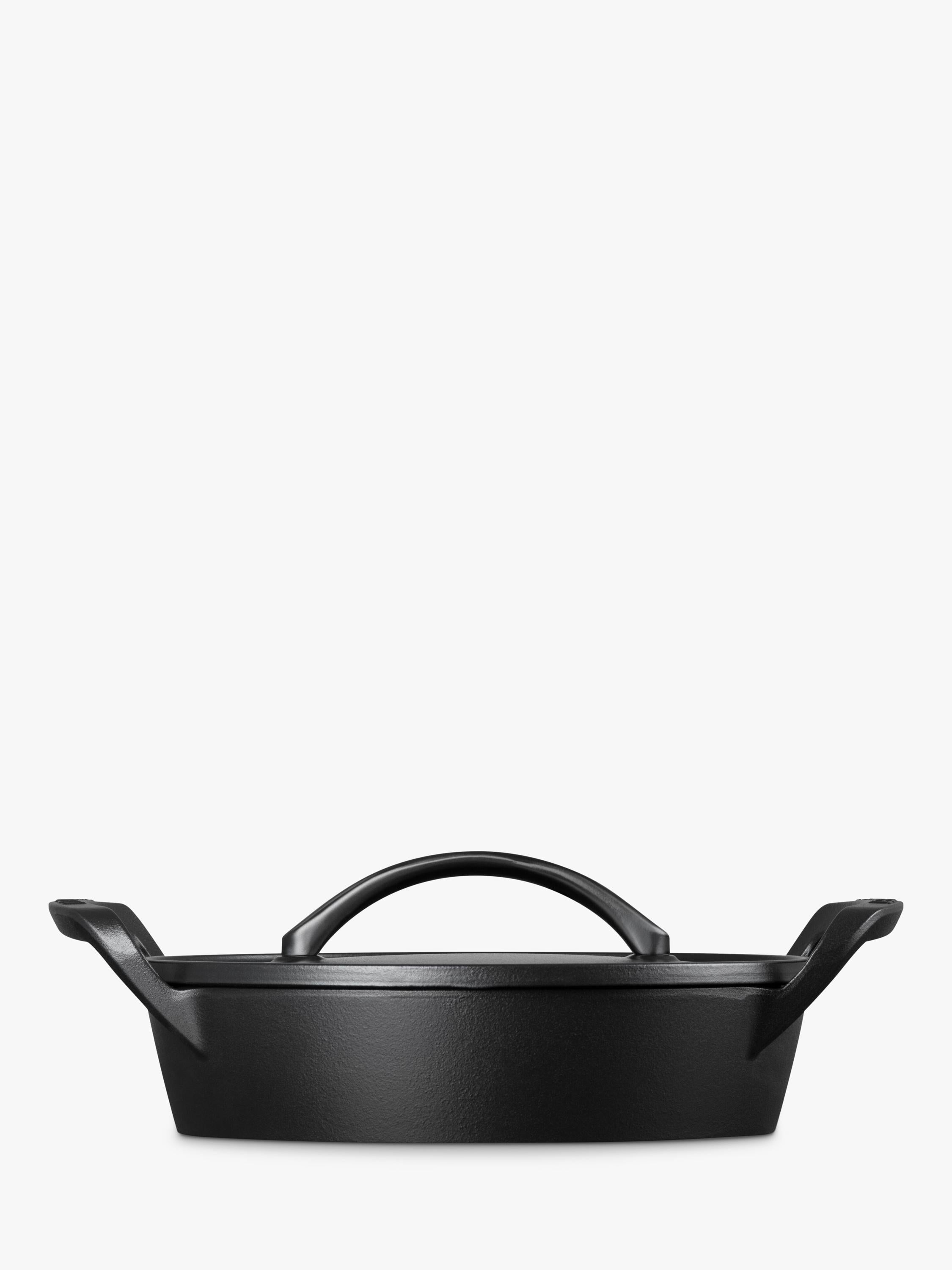 Le Creuset BBQ shallow casserole Matt Black 28cm, imported from the UK