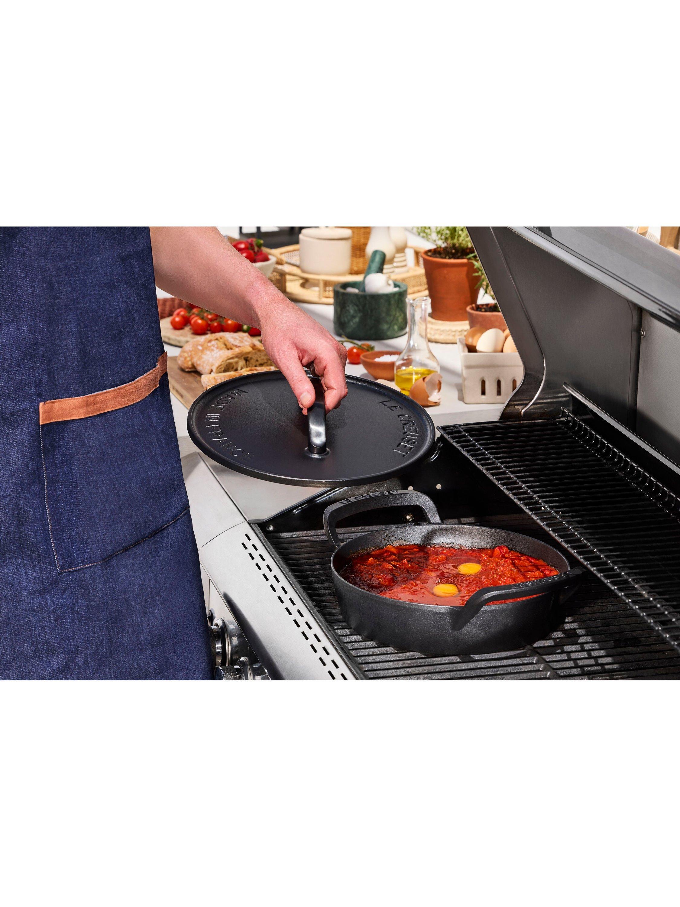Le Creuset BBQ shallow casserole Matt Black 28cm, imported from the UK