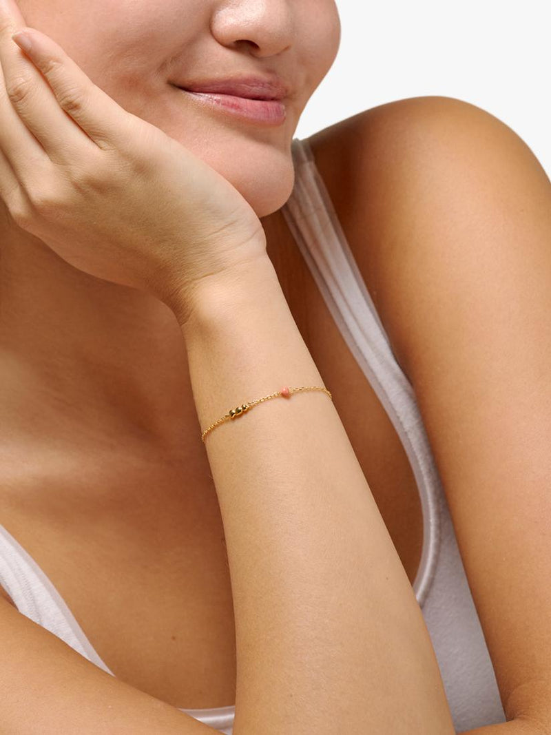 ENAMEL Copenhagen Nara chain bracelet yellow gold coral, imported from the UK