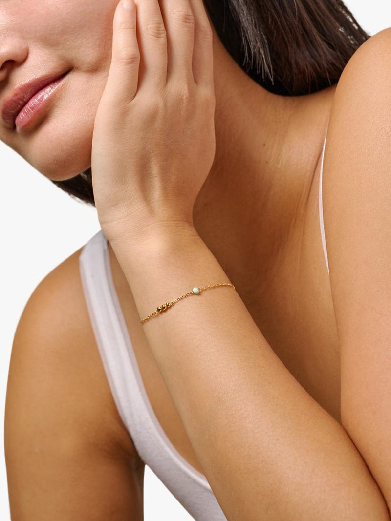 ENAMEL Copenhagen bead bracelet yellow gold mint, imported from the UK