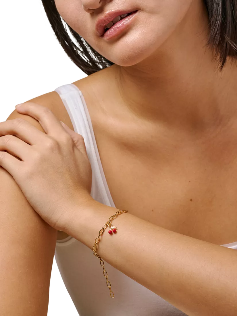 ENAMEL Copenhagen cherry charm yellow gold red enamel, UK version