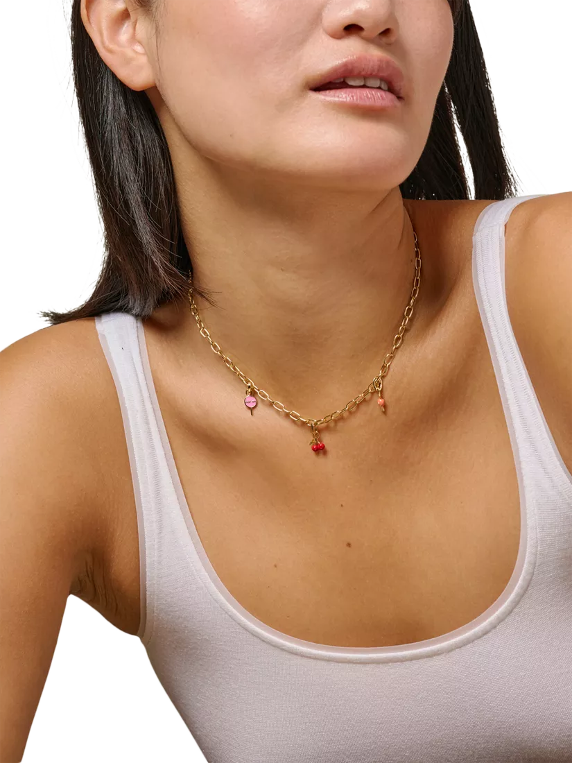 ENAMEL Copenhagen cherry charm yellow gold red enamel, UK version