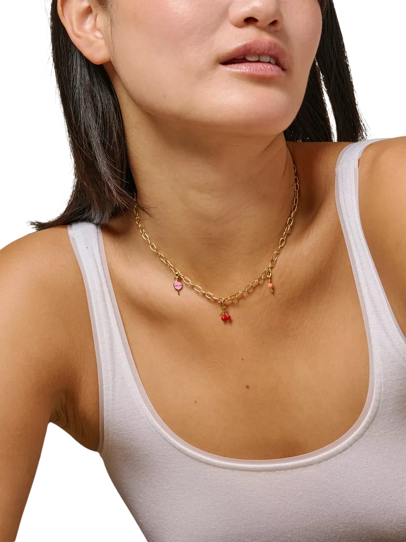 ENAMEL Copenhagen cherry charm yellow gold red enamel, UK version