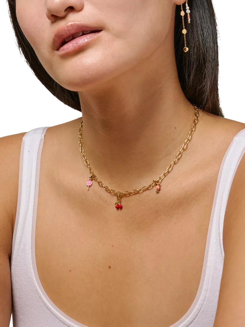 ENAMEL Copenhagen cherry charm yellow gold red enamel, UK version