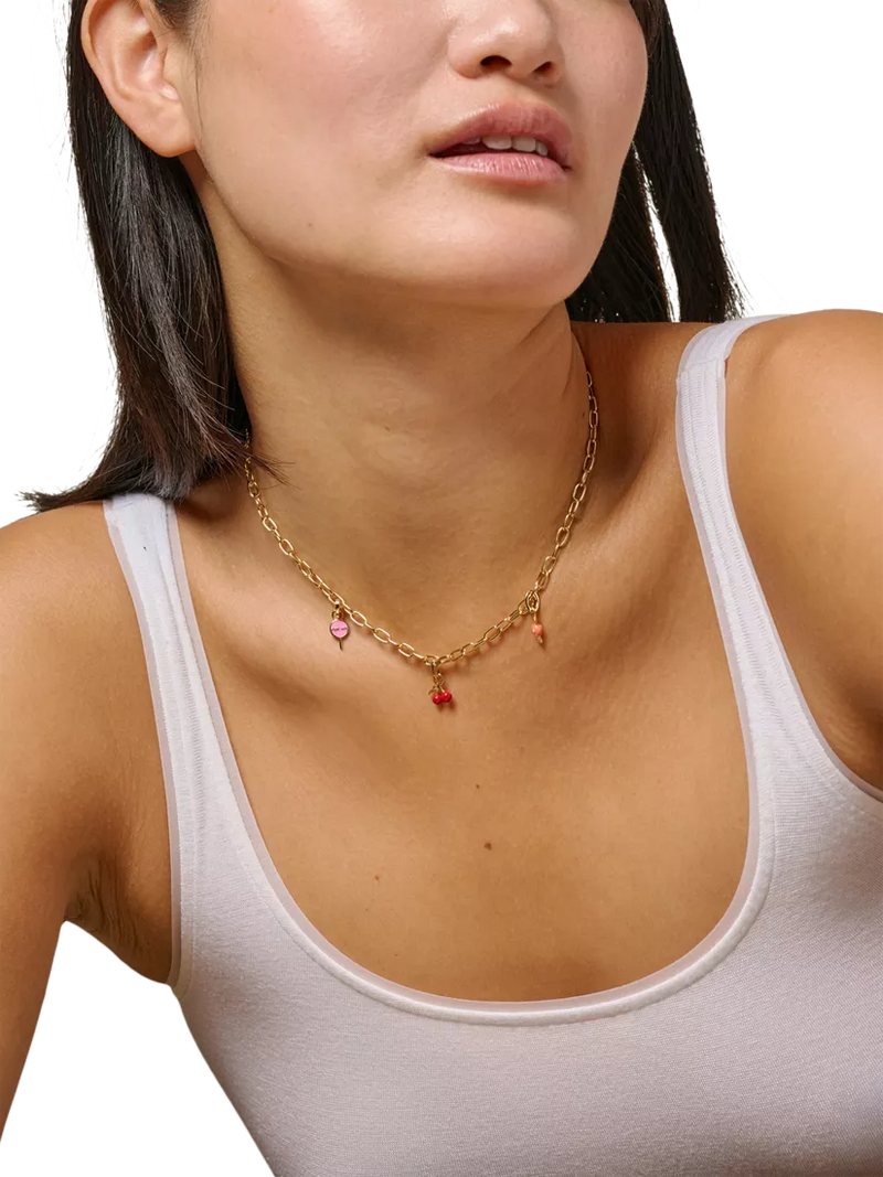 ENAMEL Copenhagen candy charm yellow gold coral 9x4mm - British product