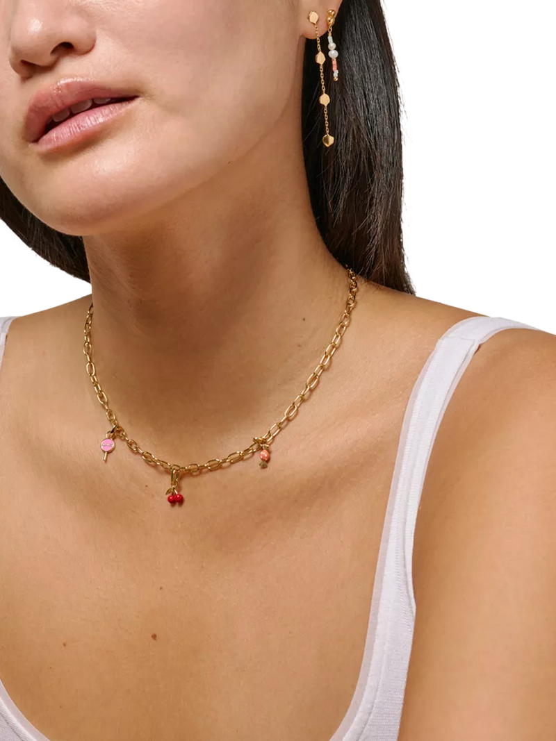 ENAMEL Copenhagen candy charm yellow gold coral 9x4mm - British product