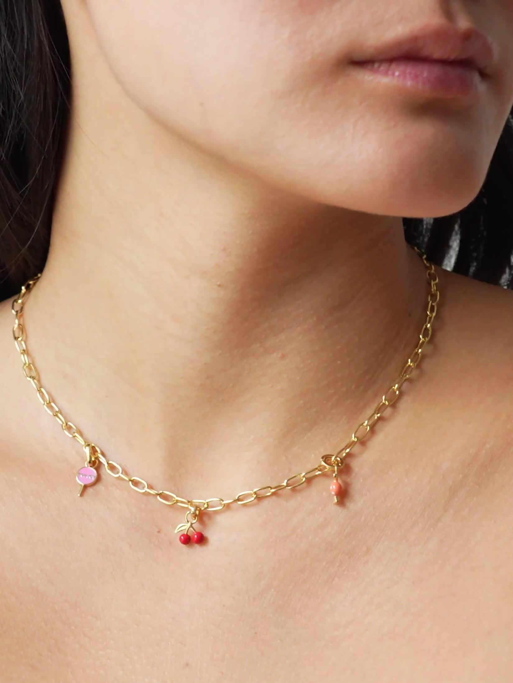 ENAMEL Copenhagen candy charm yellow gold coral 9x4mm - British product