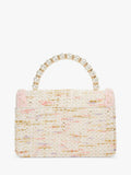 Dune London Blooms Rattan Grab Bag evening bag in brown and pink - British brand