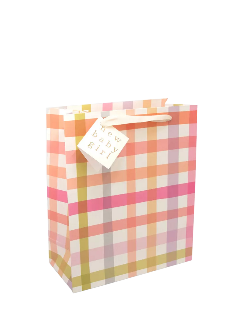 Caroline Gardner baby girl check gift bag large - British product