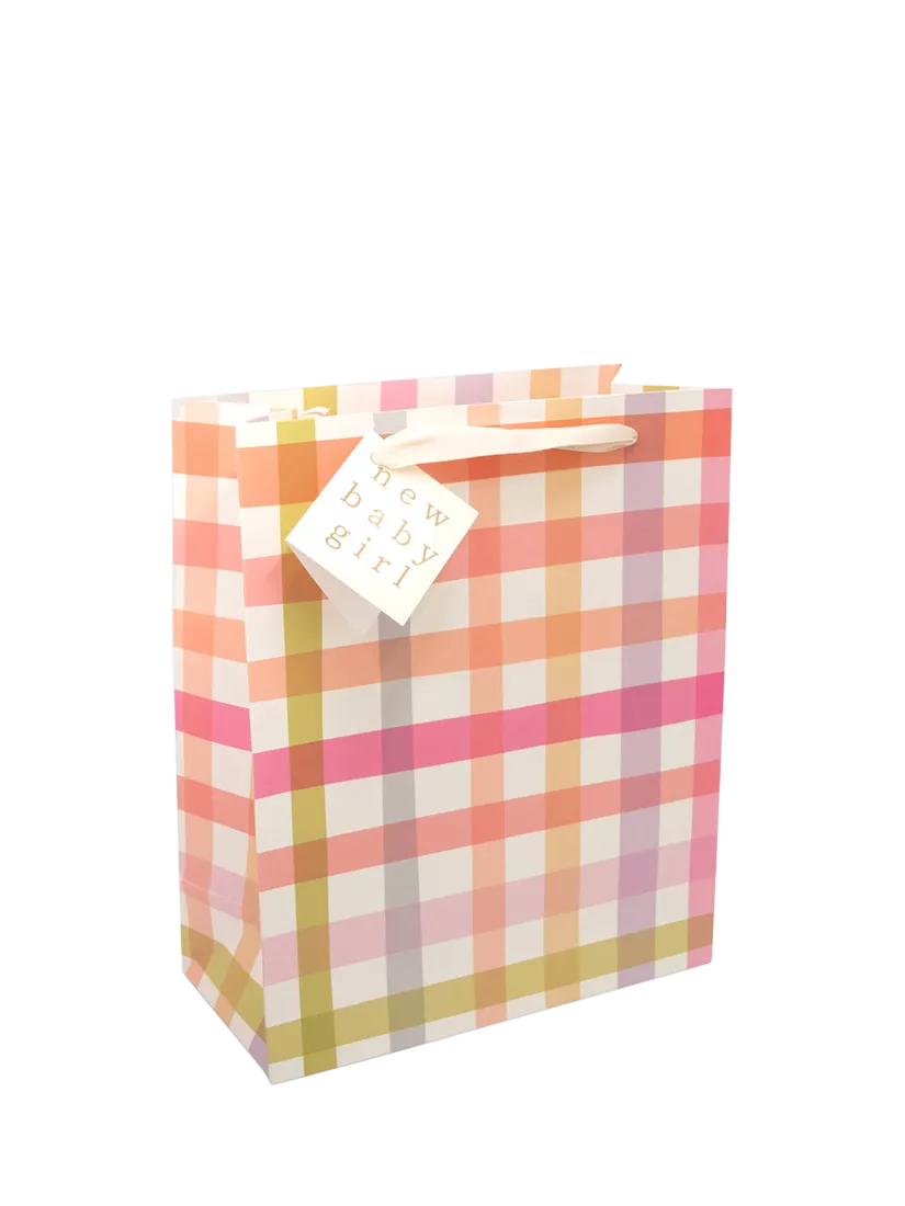 Caroline Gardner baby girl check gift bag large - British product