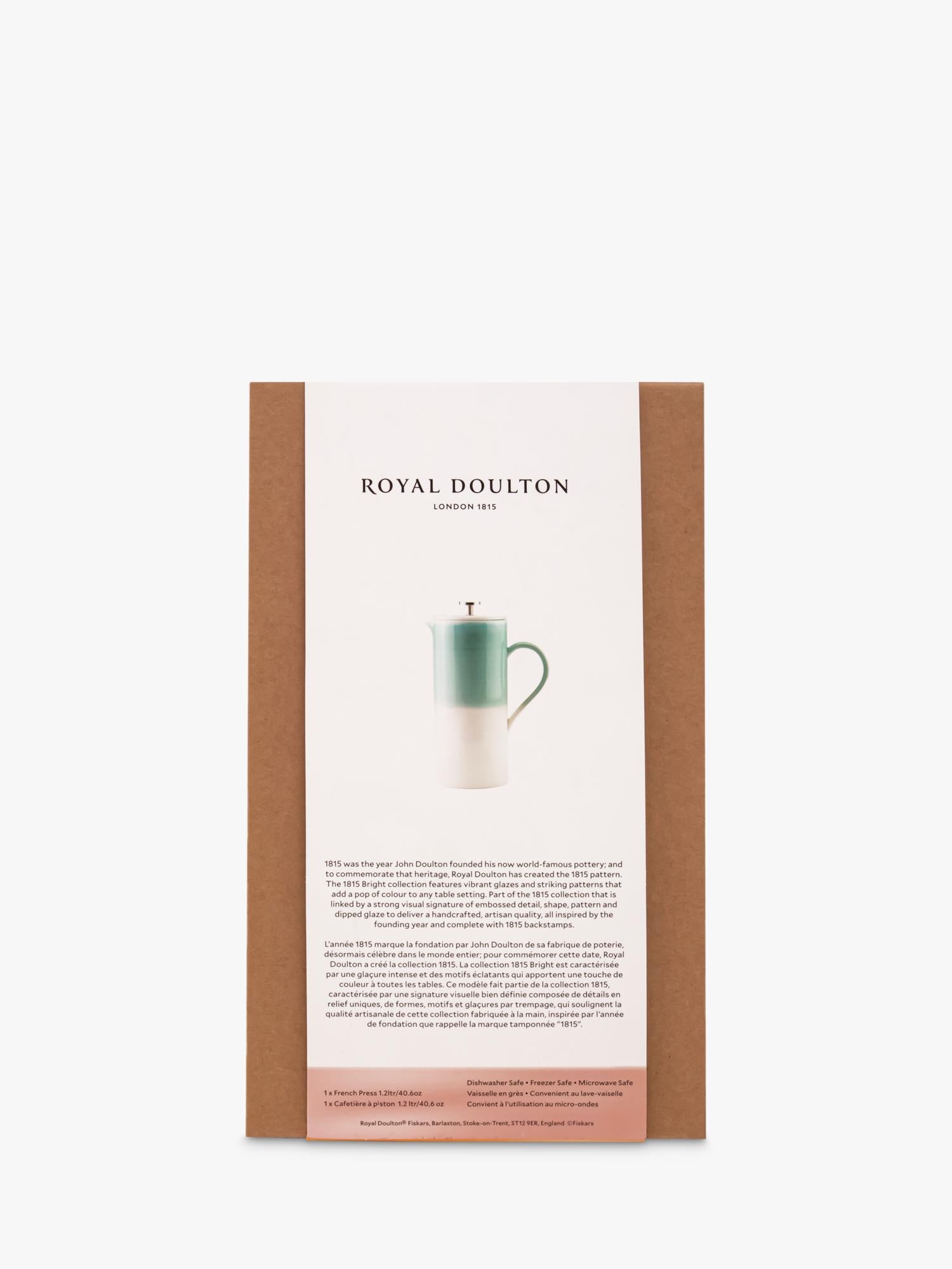 Royal Doulton French Coffee Press Aqua 1.57L - British product