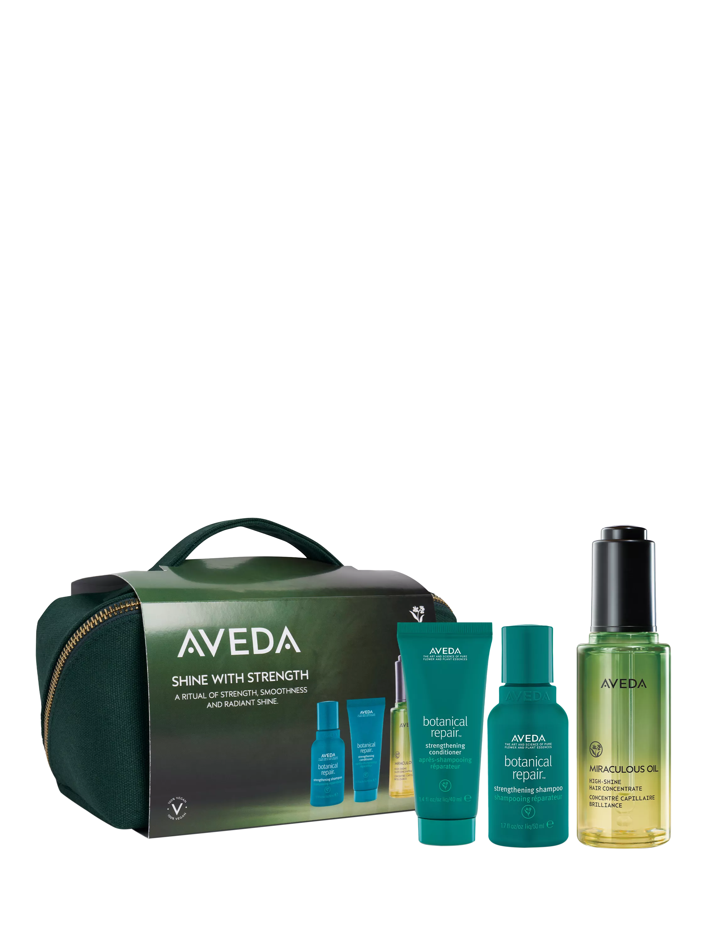 Aveda haircare gift set Shine with Strength travel sizes (British brand)