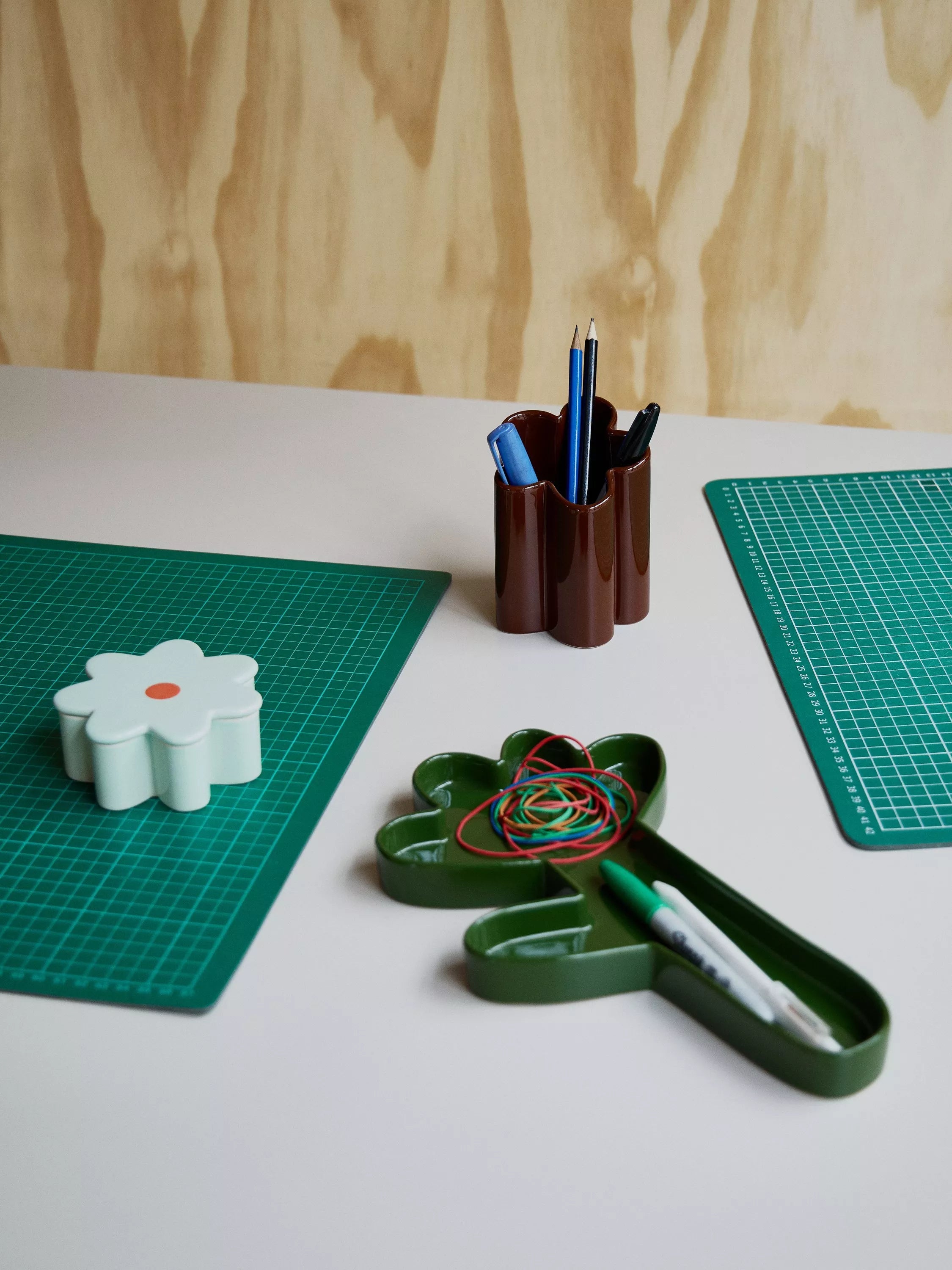 The Conran Shop glazed ceramic pen tray dark green - British product