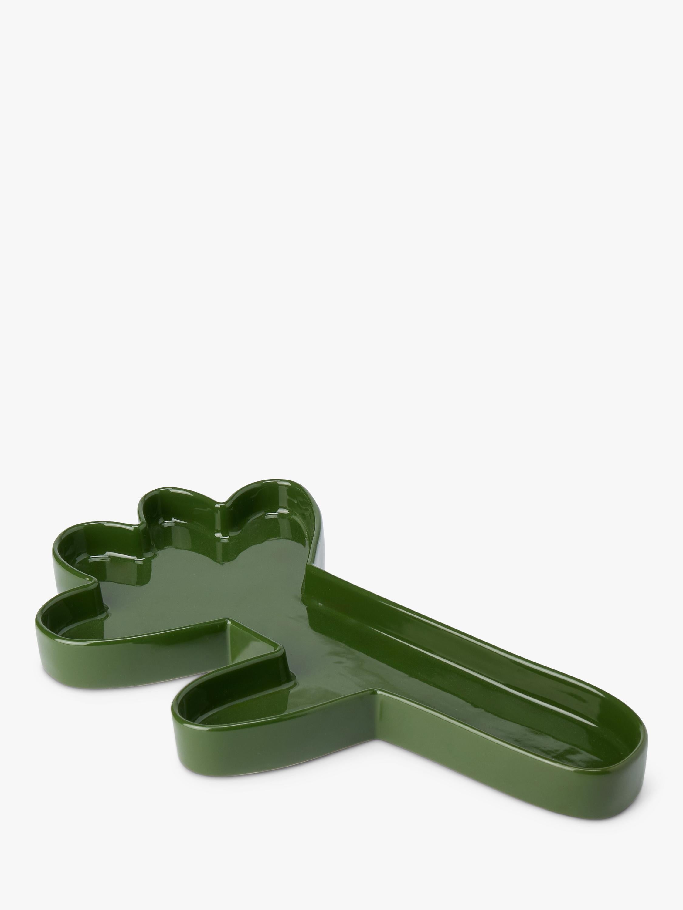 The Conran Shop glazed ceramic pen tray dark green - British product
