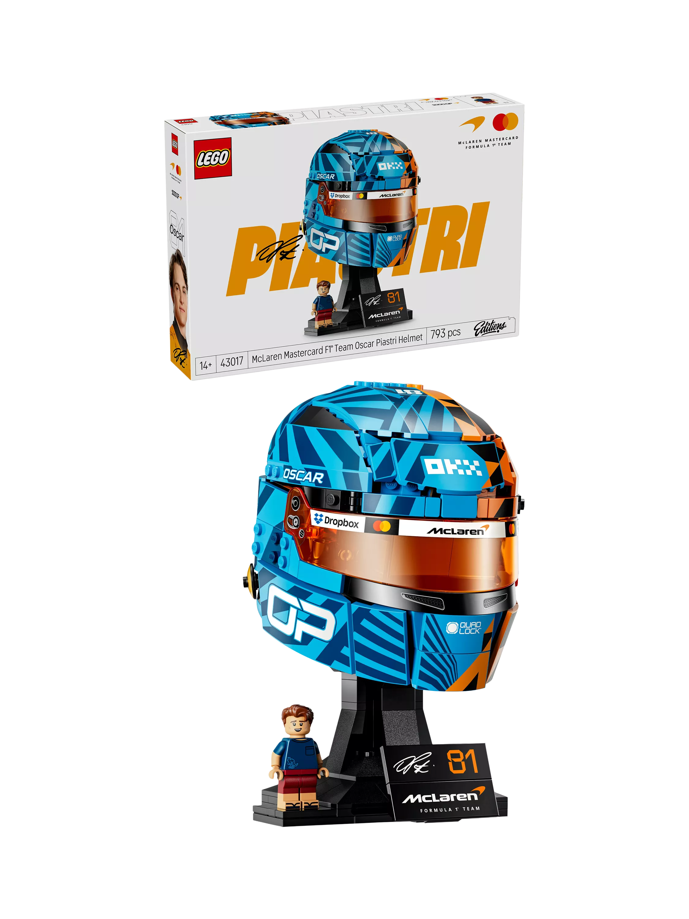 LEGO McLaren F1 Oscar Piastri helmet building set - British product
