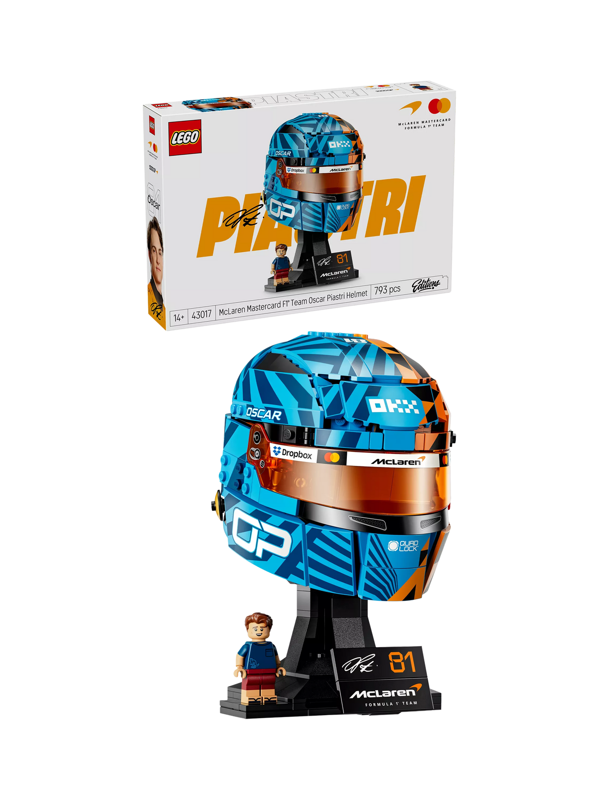 LEGO McLaren F1 Oscar Piastri helmet building set - British product