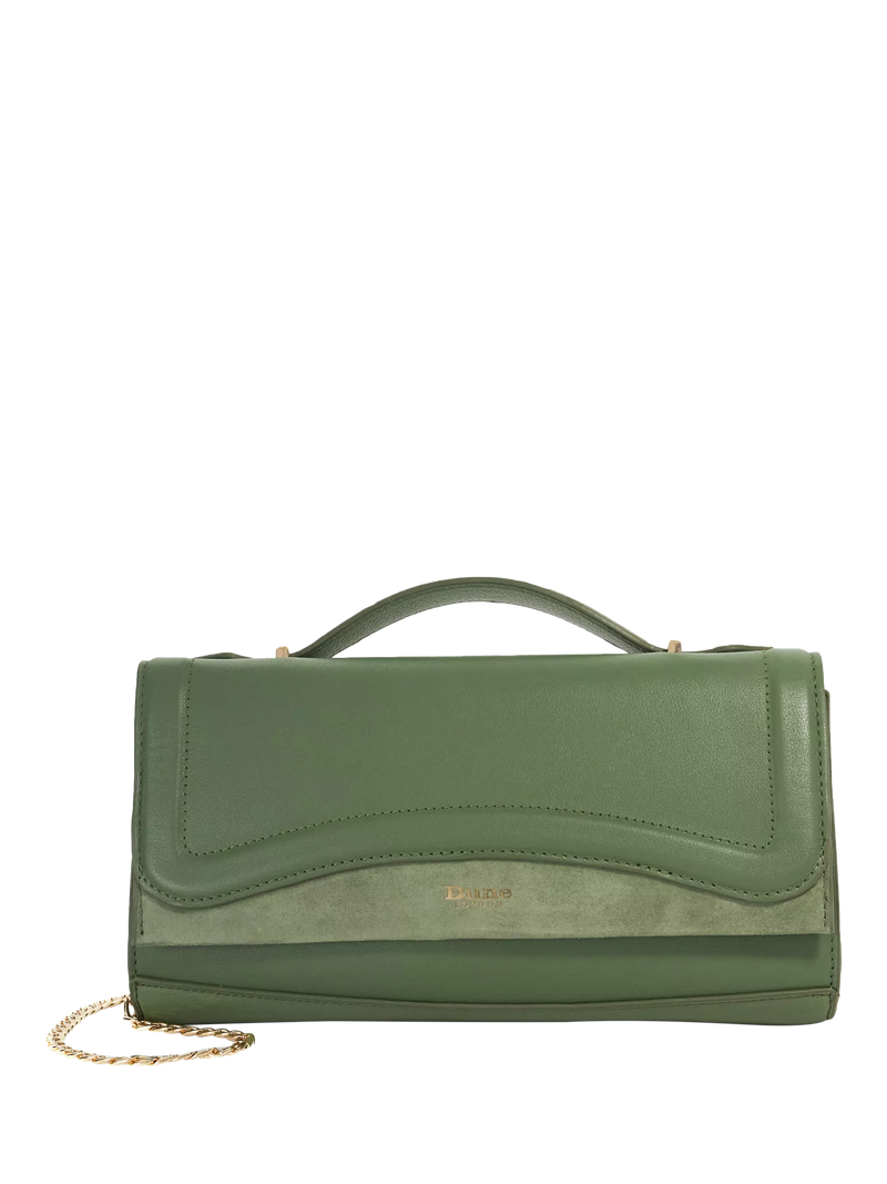 Dune London leather grab bag green - British product
