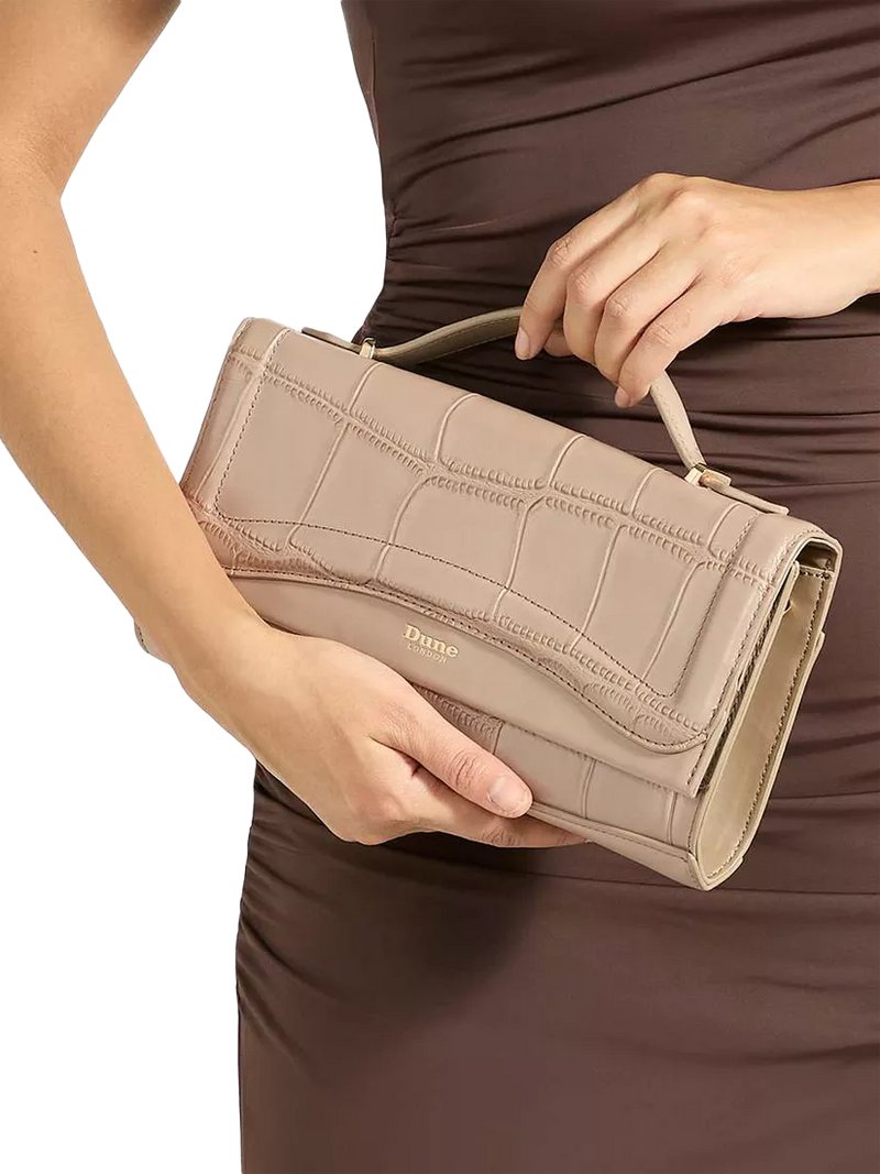 Dune London croc-effect grey grab bag (British brand)