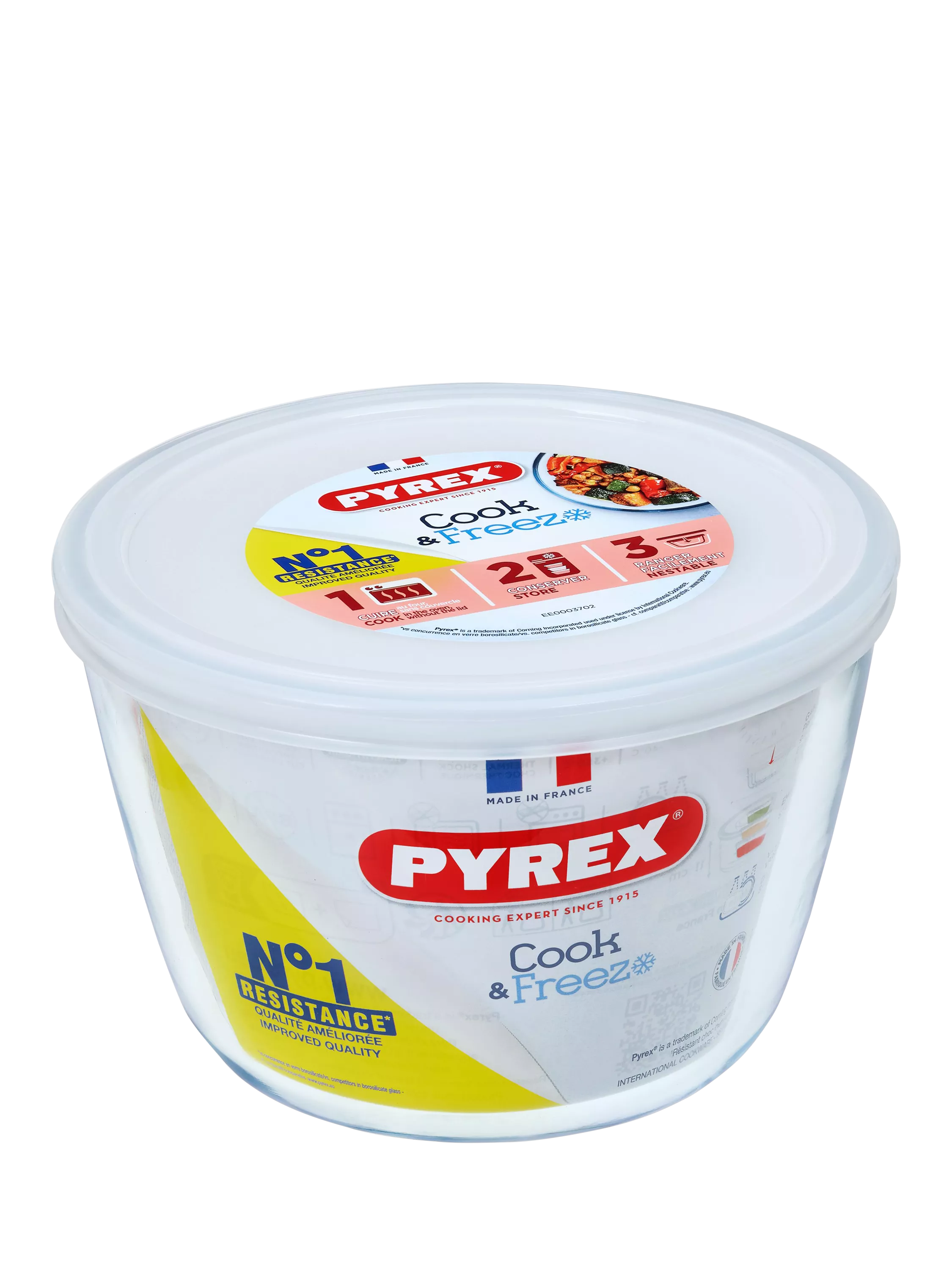 Pyrex glass storage bowl Cook & Freeze 1.1L, imported from the UK