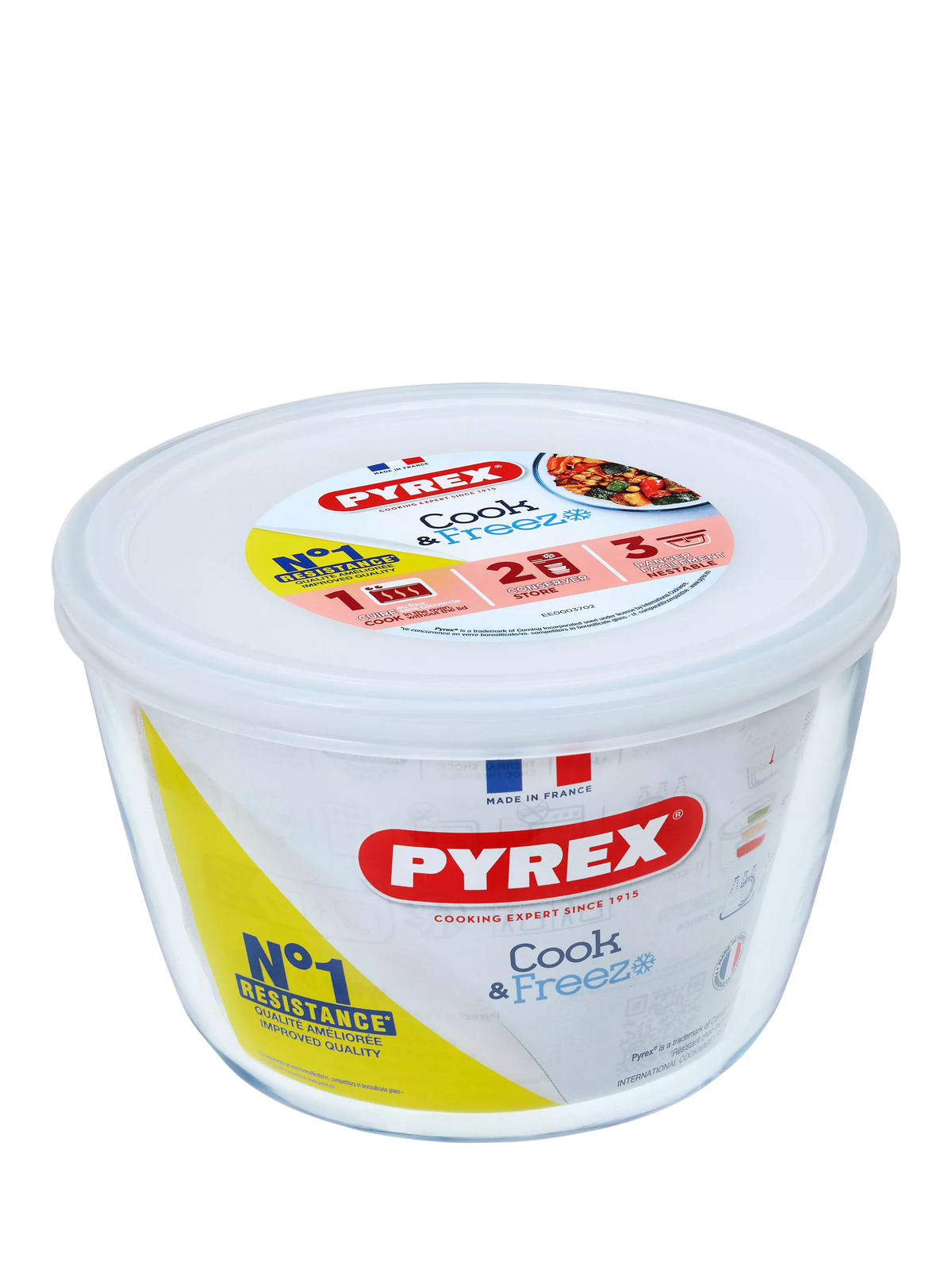Pyrex glass storage bowl Cook & Freeze 1.1L, imported from the UK