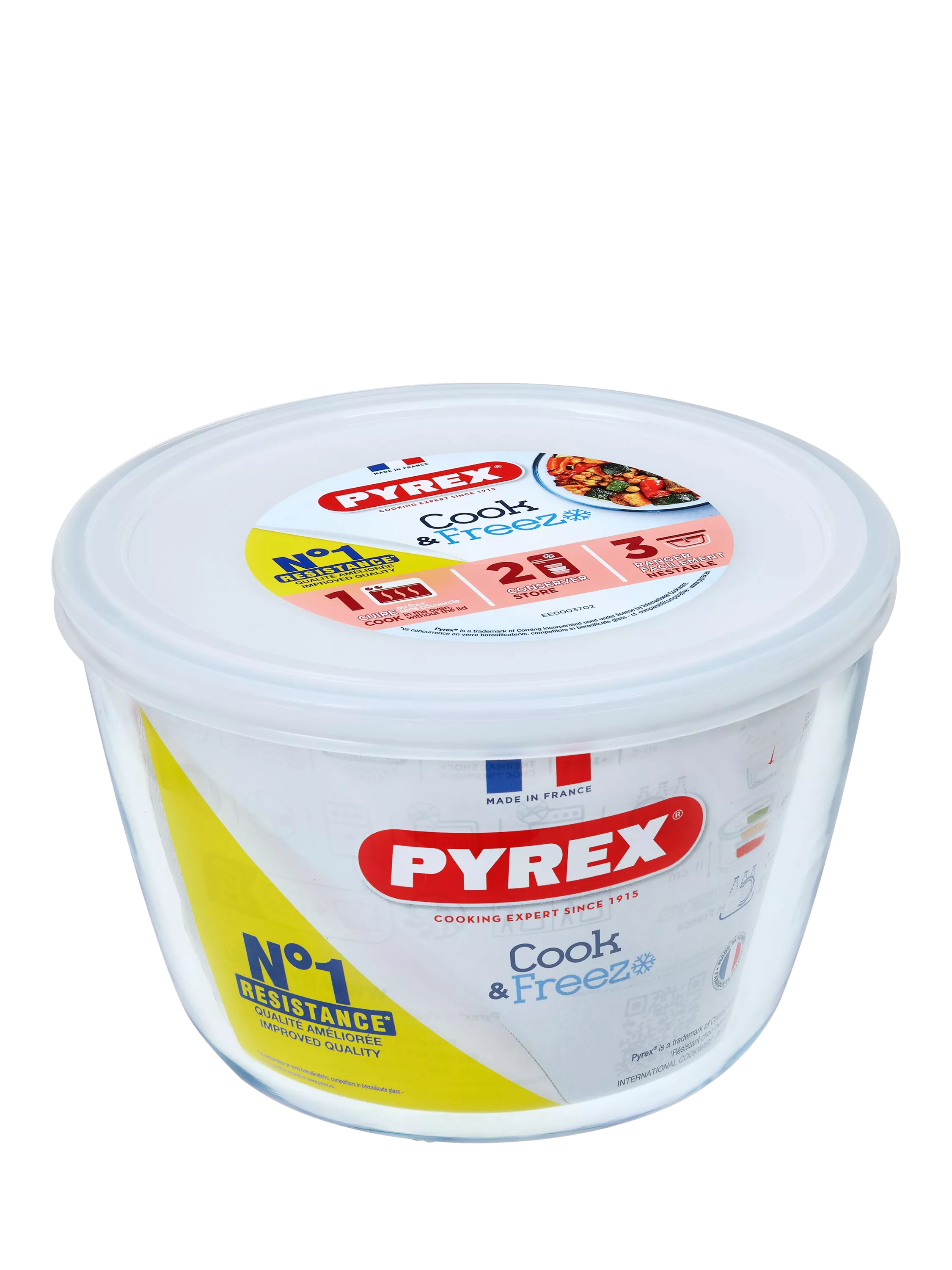 Pyrex Cook & Freeze glass storage bowl 1.6L clear (British brand)