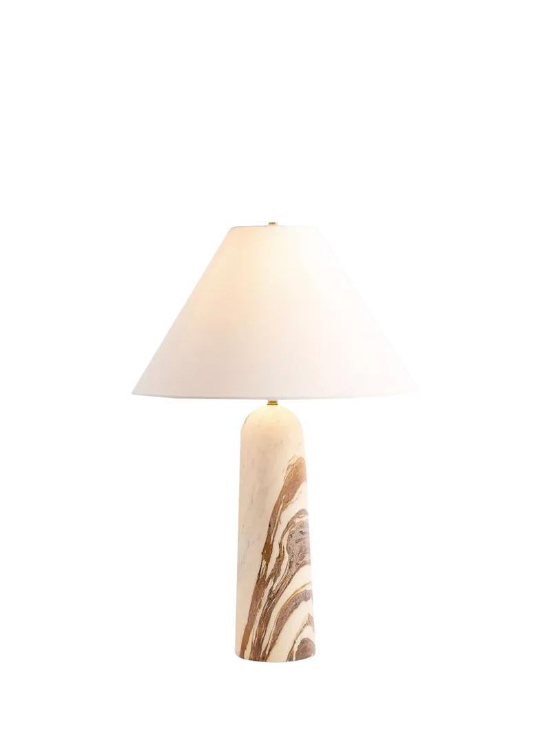 Pottery Barn Marlo marble table lamp white shade - British product