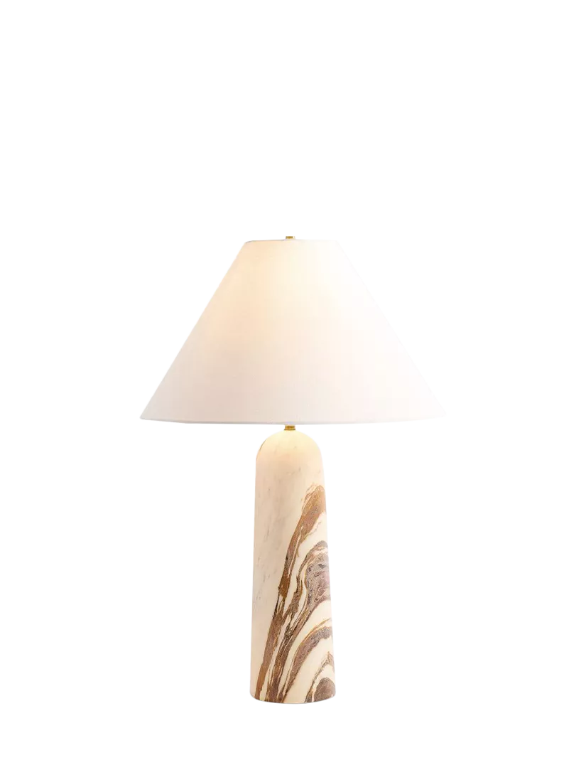 Pottery Barn Marlo marble table lamp white shade - British product