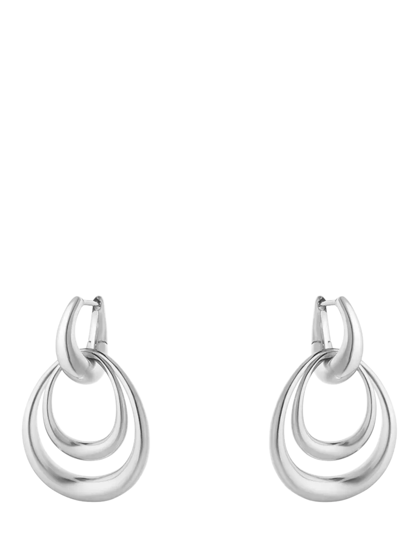 Georg Jensen sterling silver detachable hoop earrings H32mm W20mm - British product