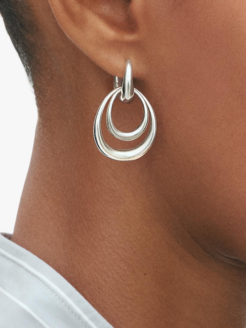Georg Jensen sterling silver detachable hoop earrings H32mm W20mm - British product