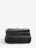 Charcoal grey quilted lustre velvet bedspread, imported from the UK