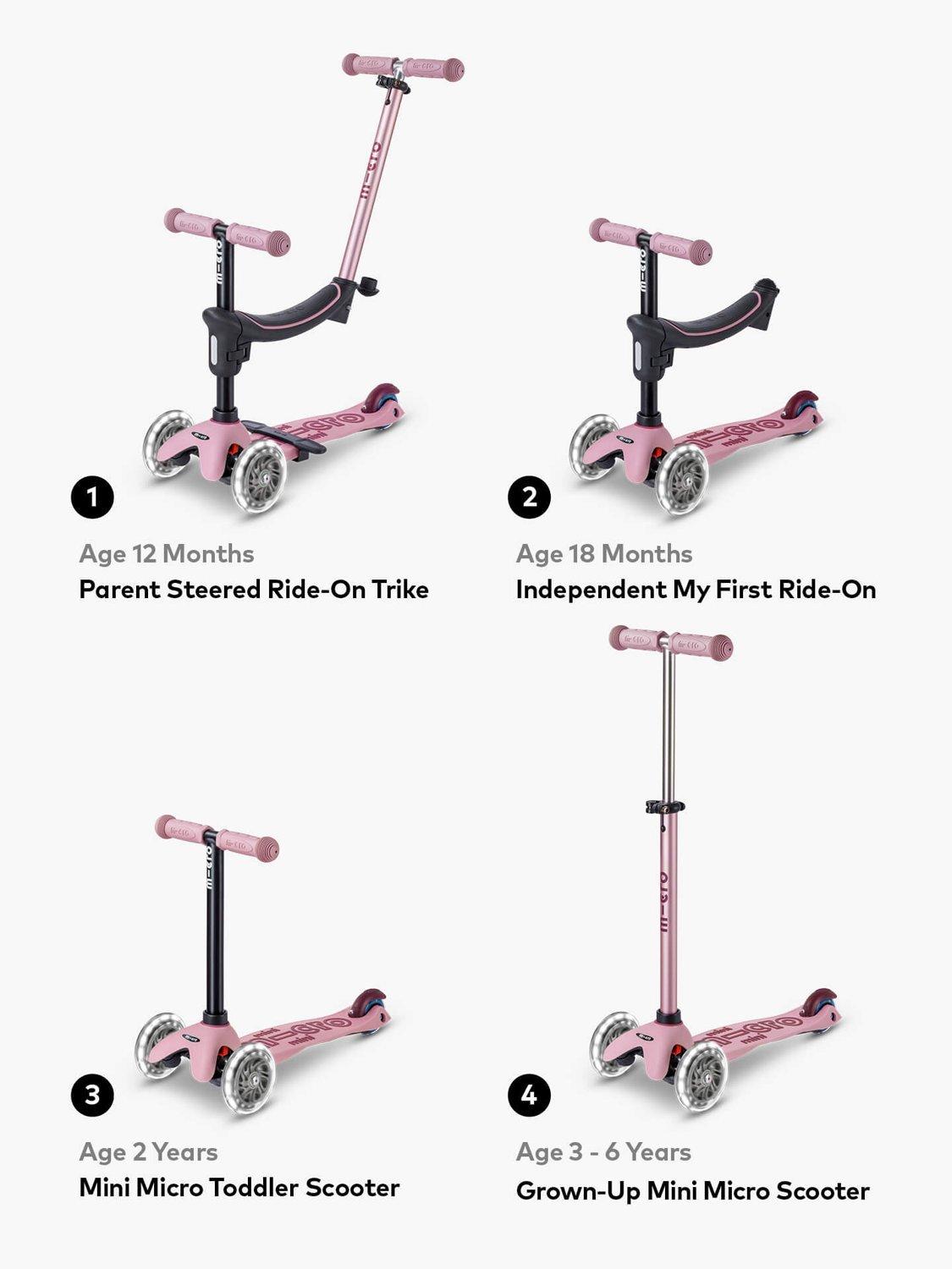 Micro Scooters 4-in-1 toddler scooter with LED wheels - British product