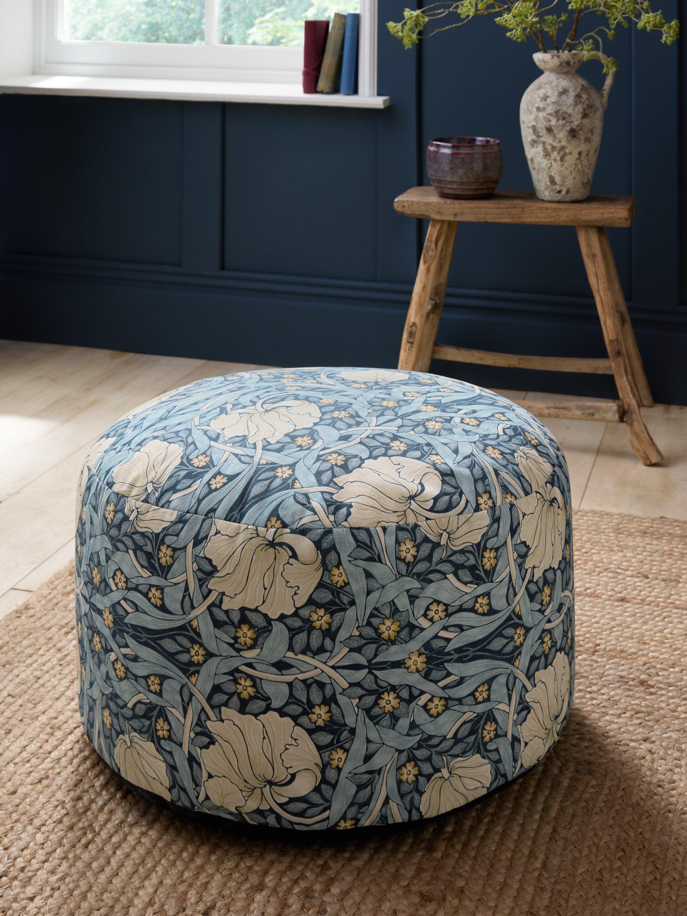 William Morris Pimpernel pouffe 60cm wide - British product