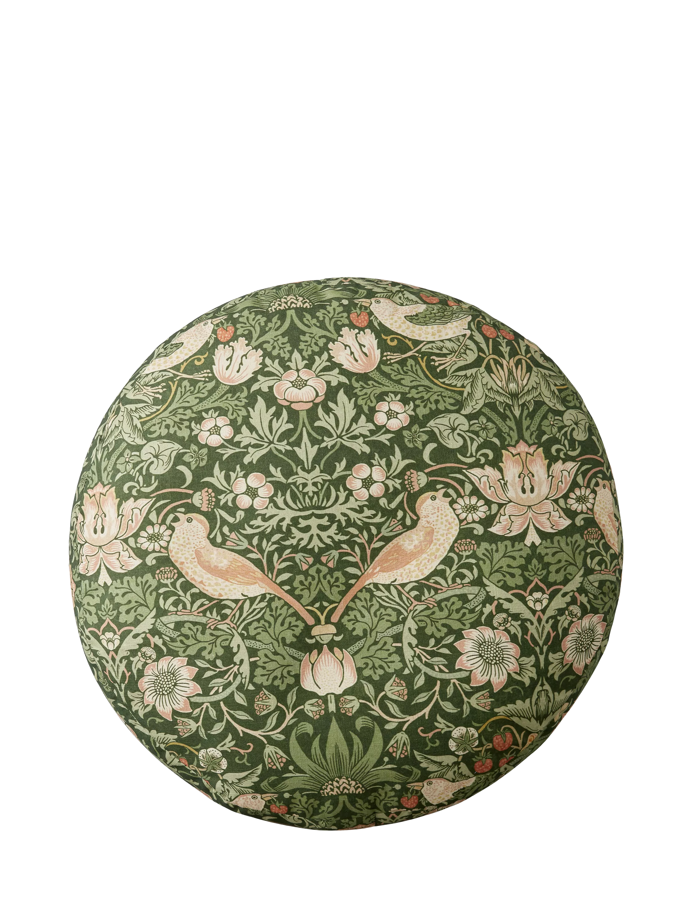 William Morris Strawberry Thief pouffe in Nettle colour - British product