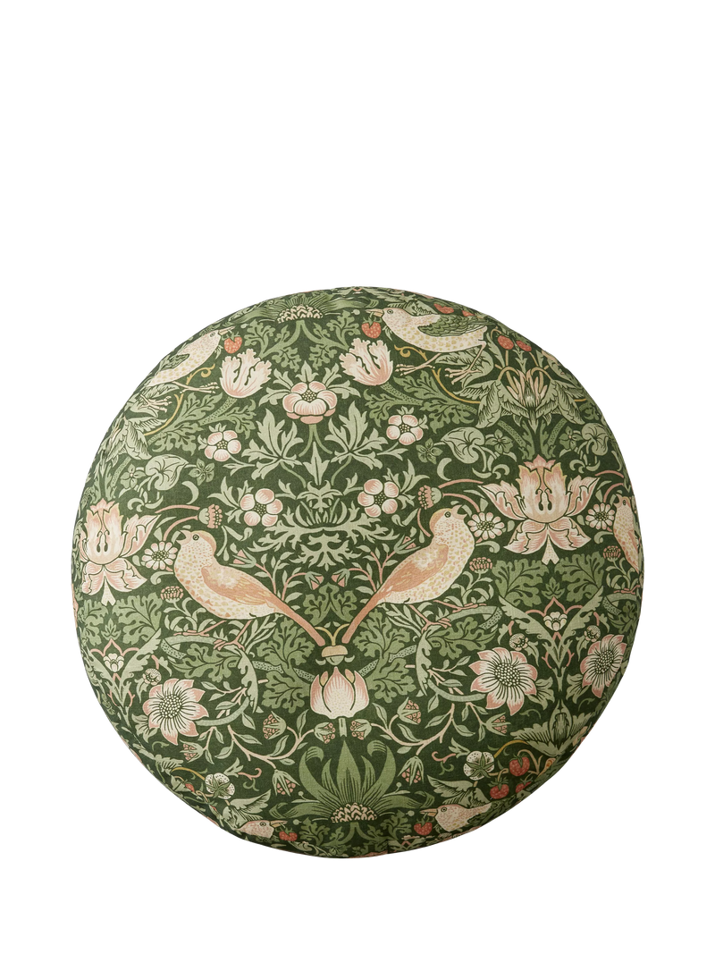William Morris Strawberry Thief pouffe in Nettle colour - British product