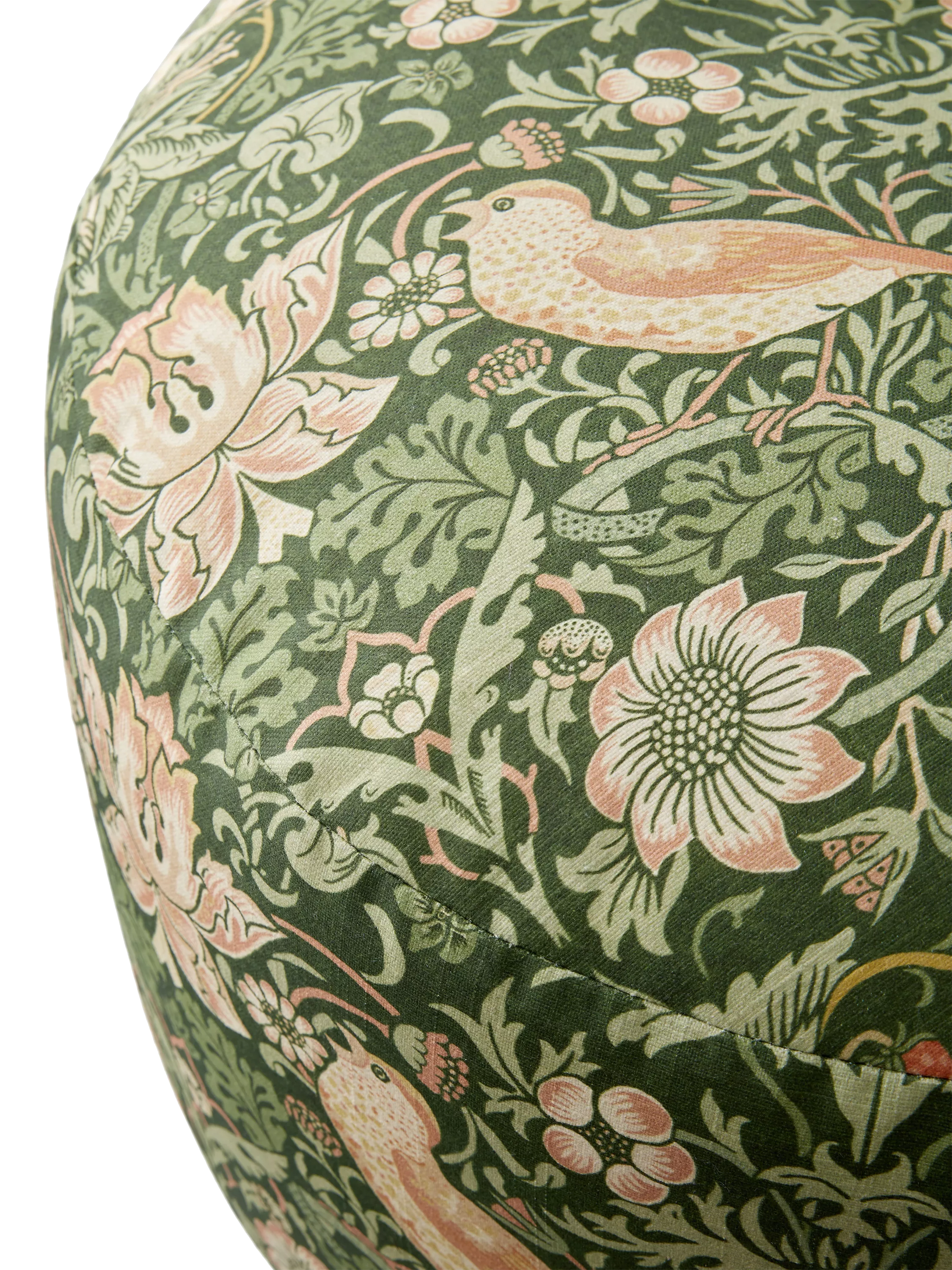 William Morris Strawberry Thief pouffe in Nettle colour - British product