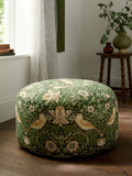 William Morris Strawberry Thief pouffe in Nettle colour - British product