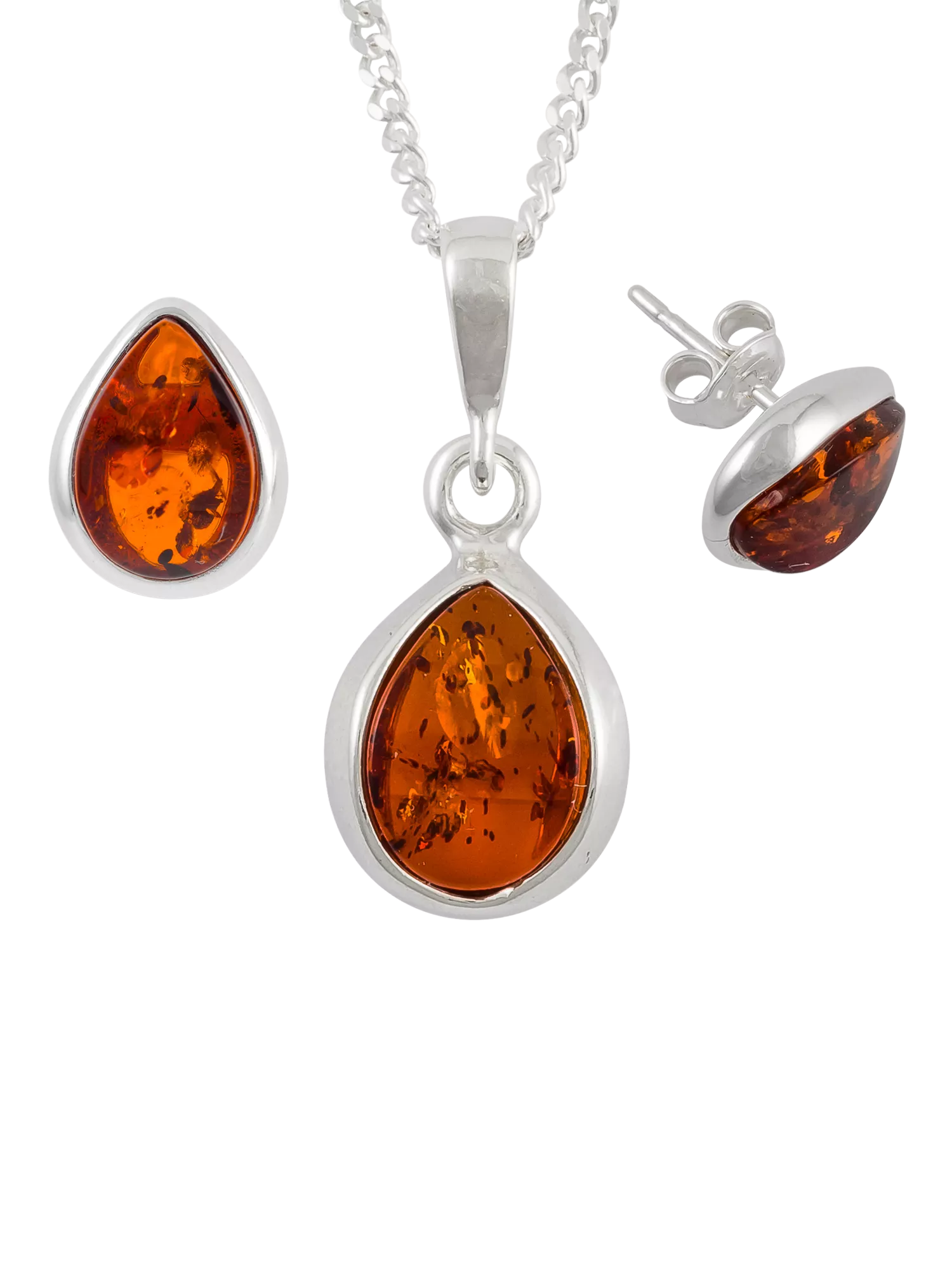 Be-Jewelled Tear Drop Baltic Amber jewellery set, imported from the UK