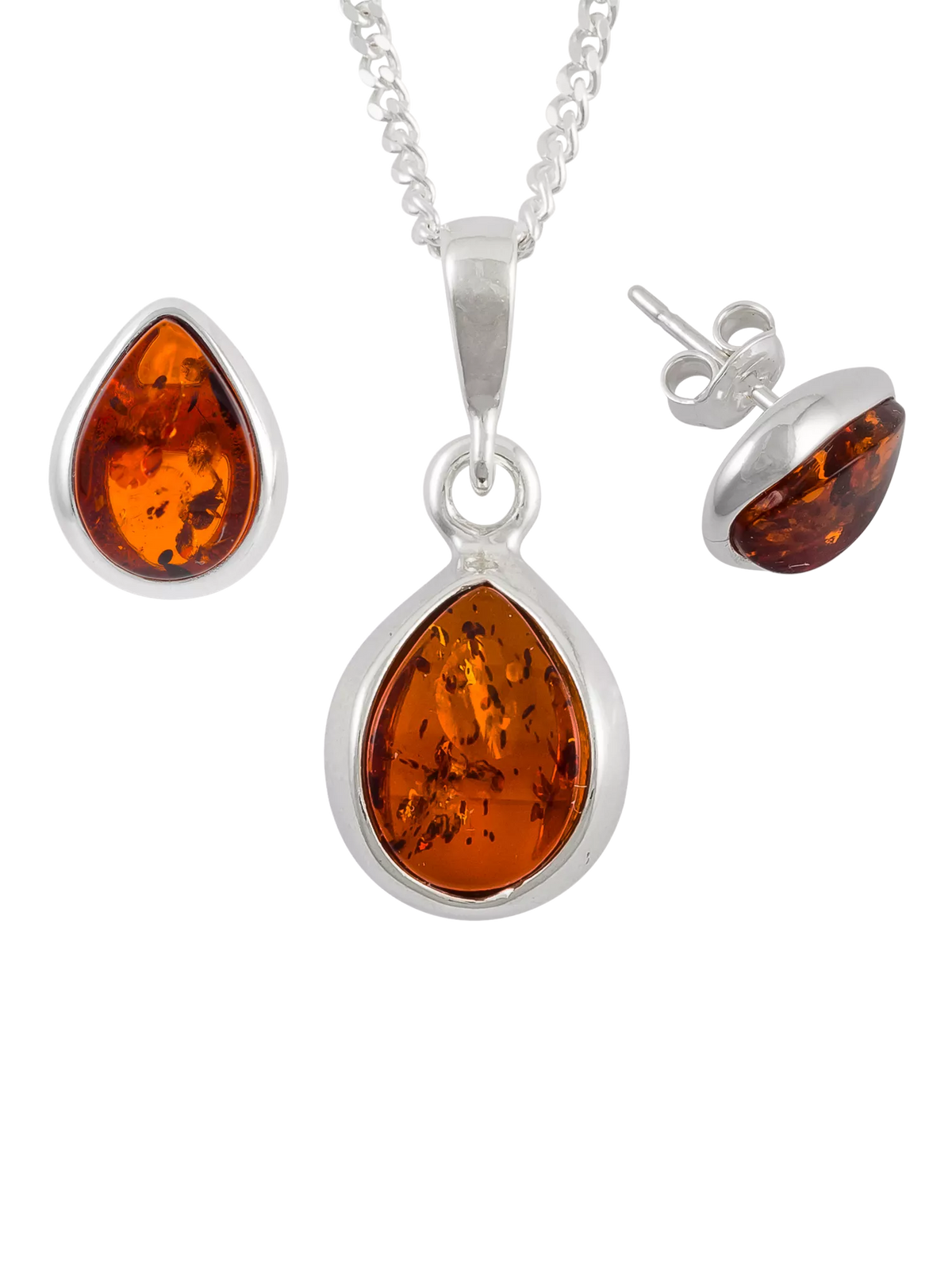 Be-Jewelled Tear Drop Baltic Amber jewellery set, imported from the UK