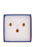 Be-Jewelled Tear Drop Baltic Amber jewellery set, imported from the UK