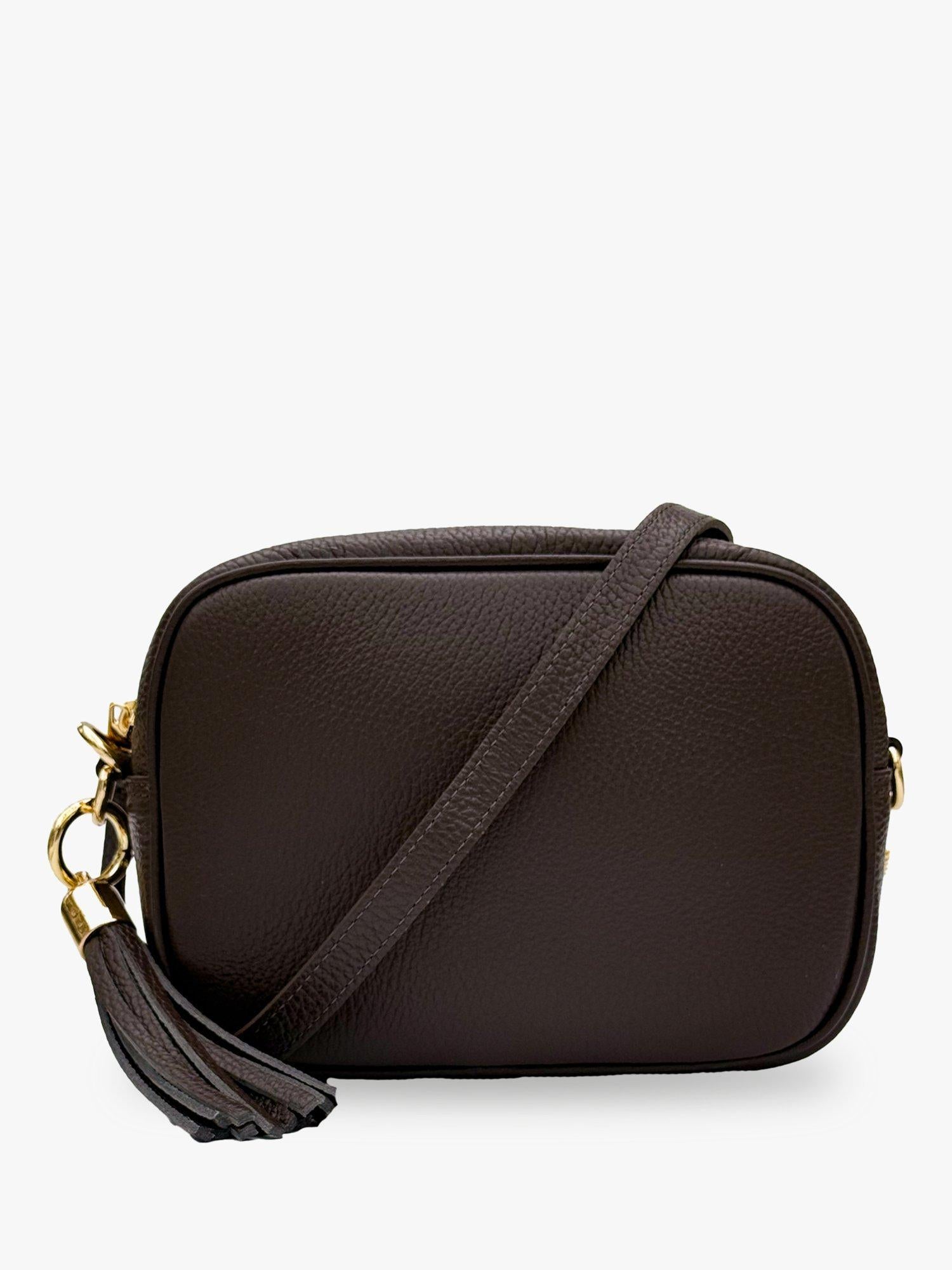 Apatchy London tassel leather crossbody bag with teal strap (British brand)