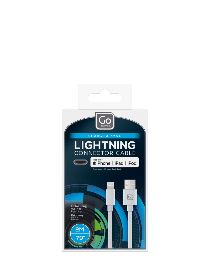 Go Travel 2M Lightning cable, Apple-certified (British brand)