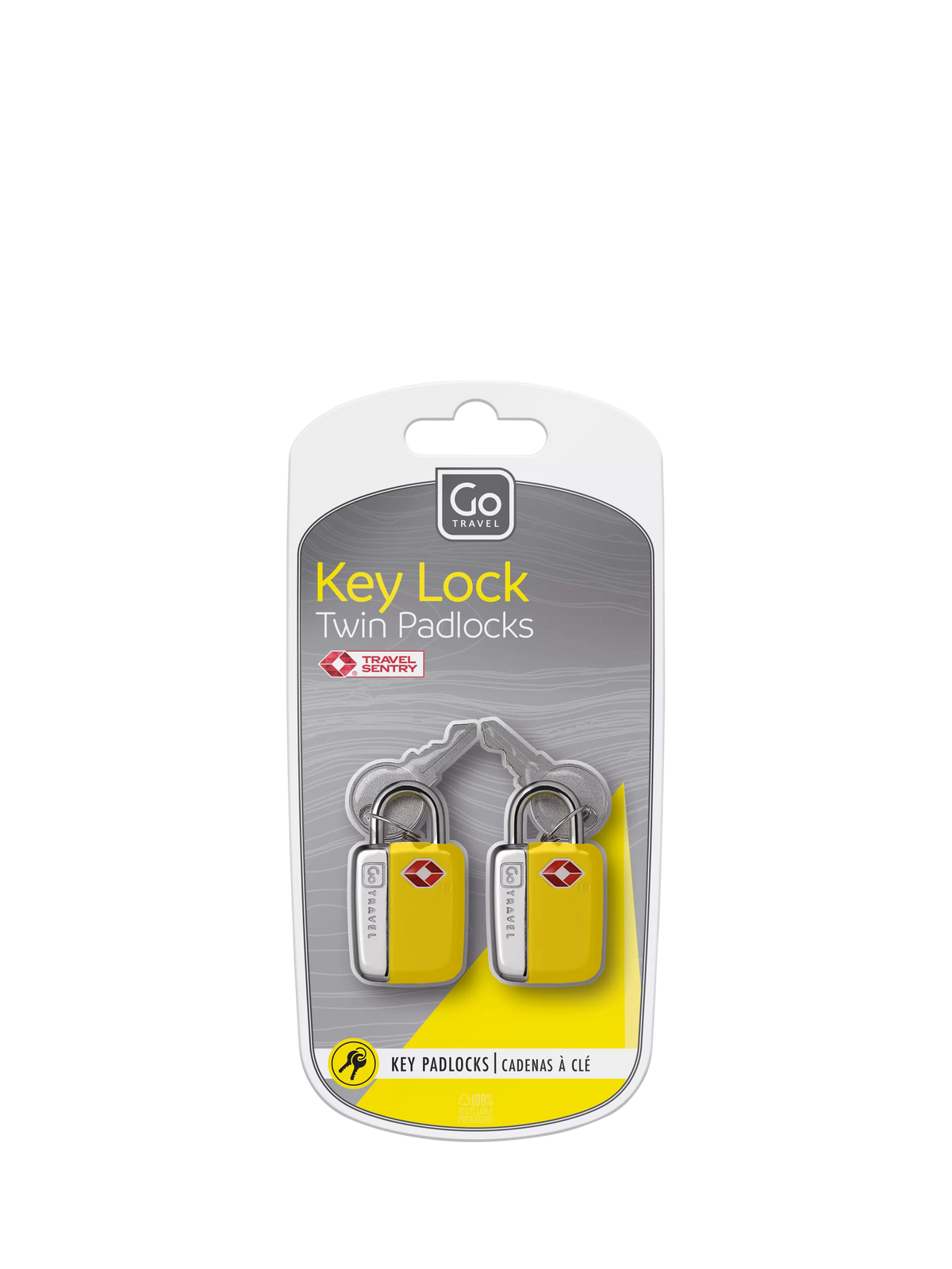 Go Travel padlock pack of 2 yellow - British product