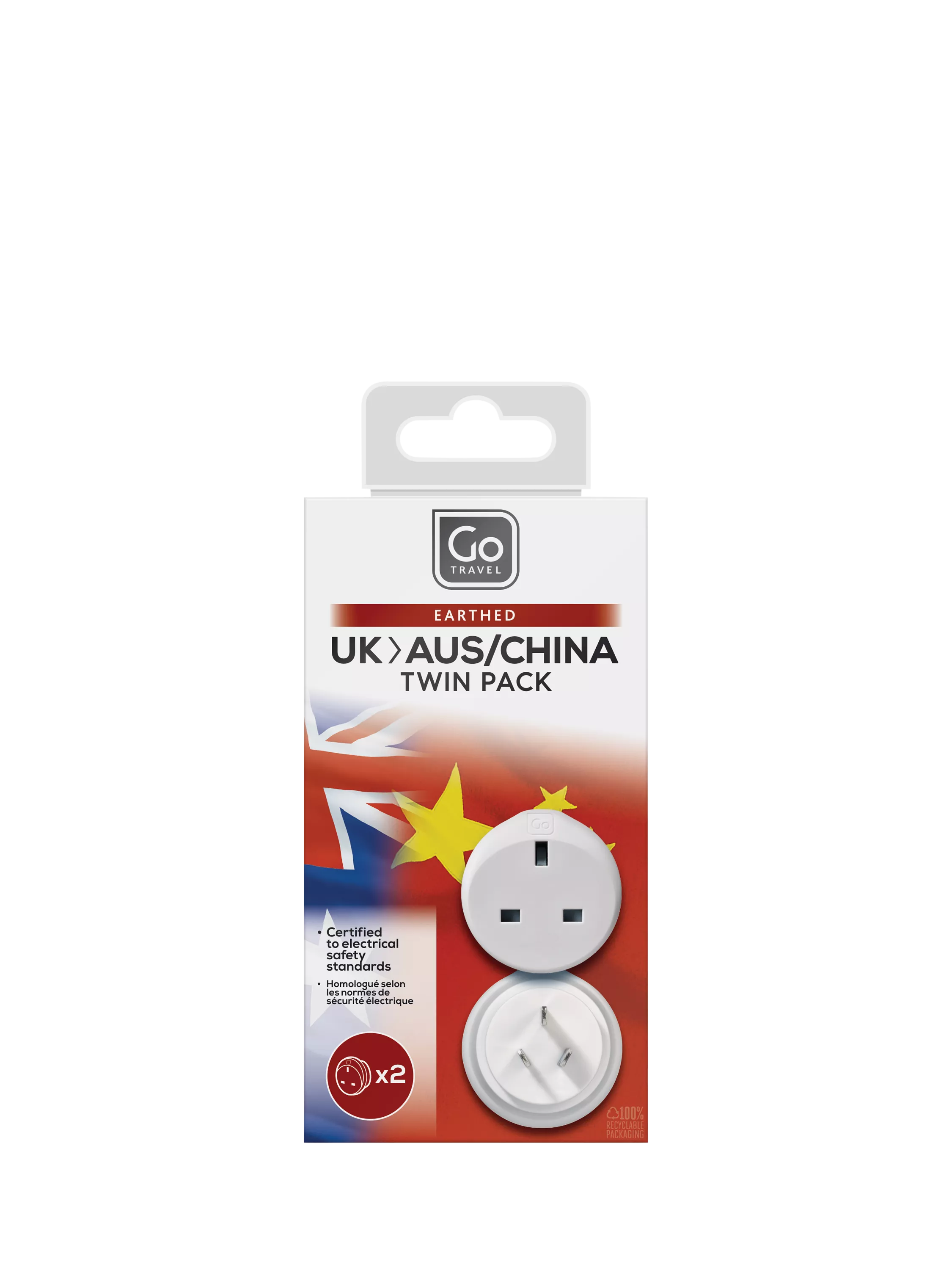 Go Travel AUS/CHINA travel adapter pack of 2, imported from the UK
