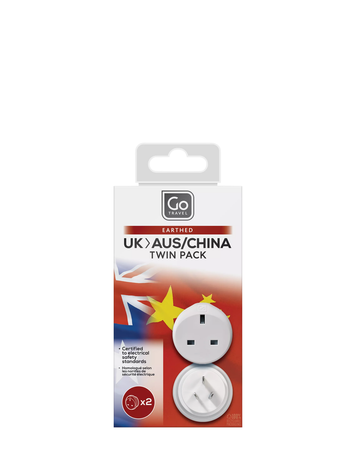 Go Travel AUS/CHINA travel adapter pack of 2, imported from the UK