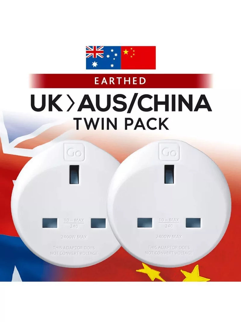 Go Travel AUS/CHINA travel adapter pack of 2, imported from the UK