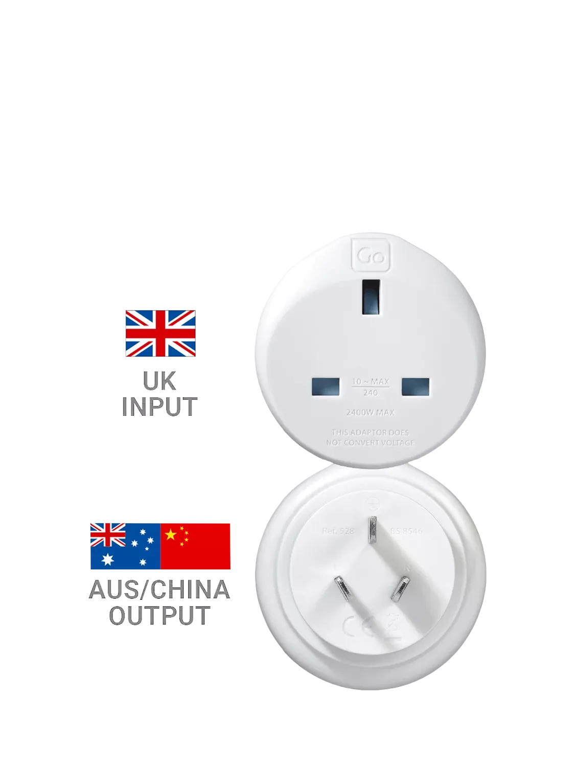 Go Travel AUS/CHINA travel adapter pack of 2, imported from the UK