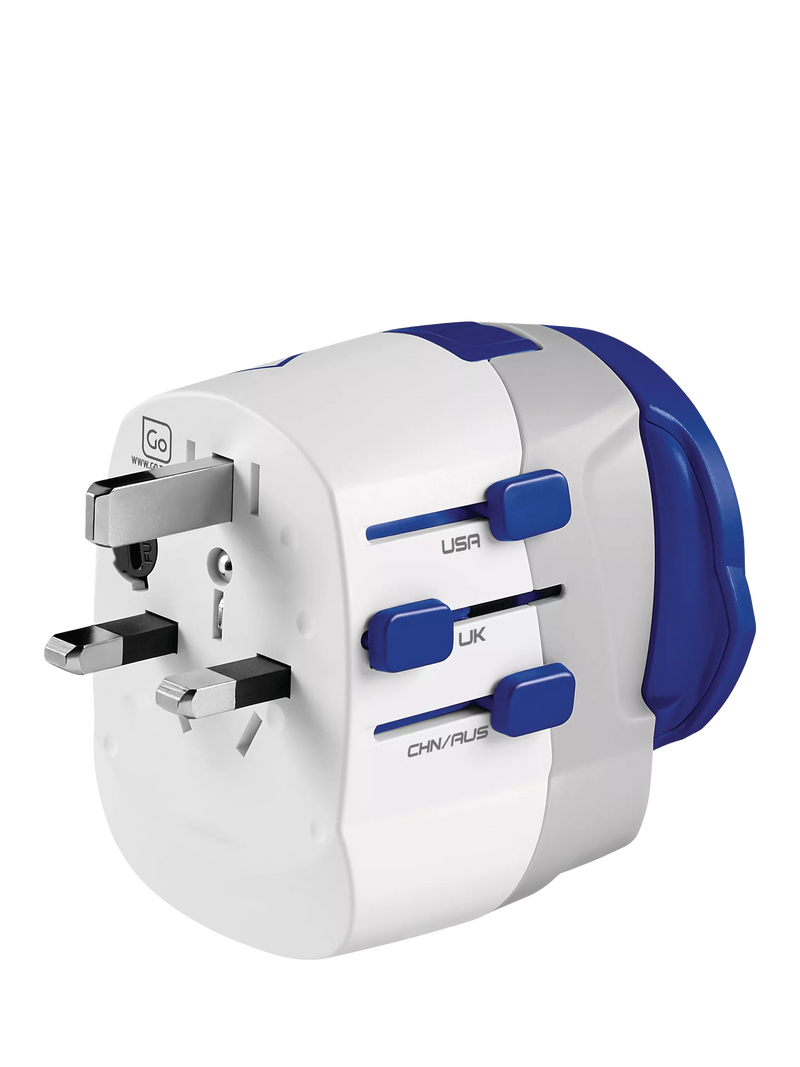 Go Travel USB-A and USB-C travel adapter, imported from the UK